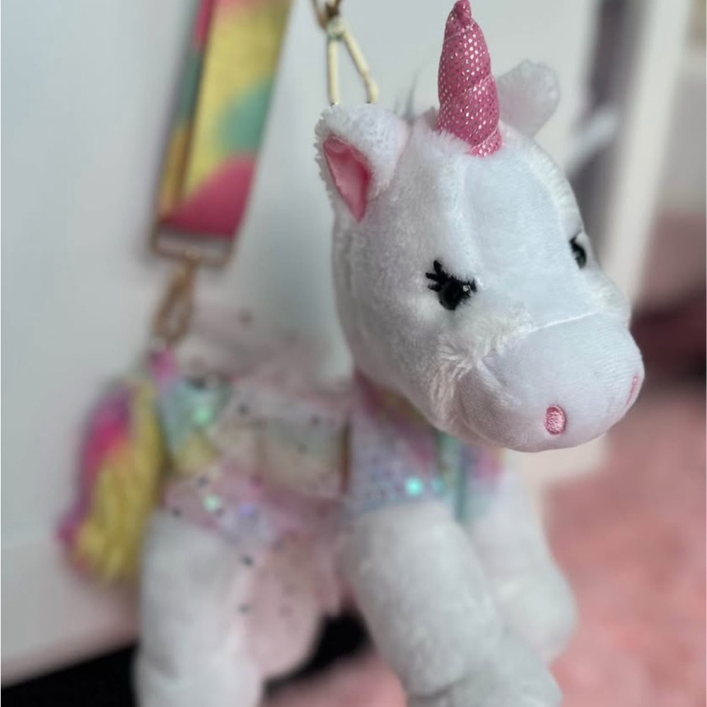 Kids purse poochie and co unicorn stuffed animal purse